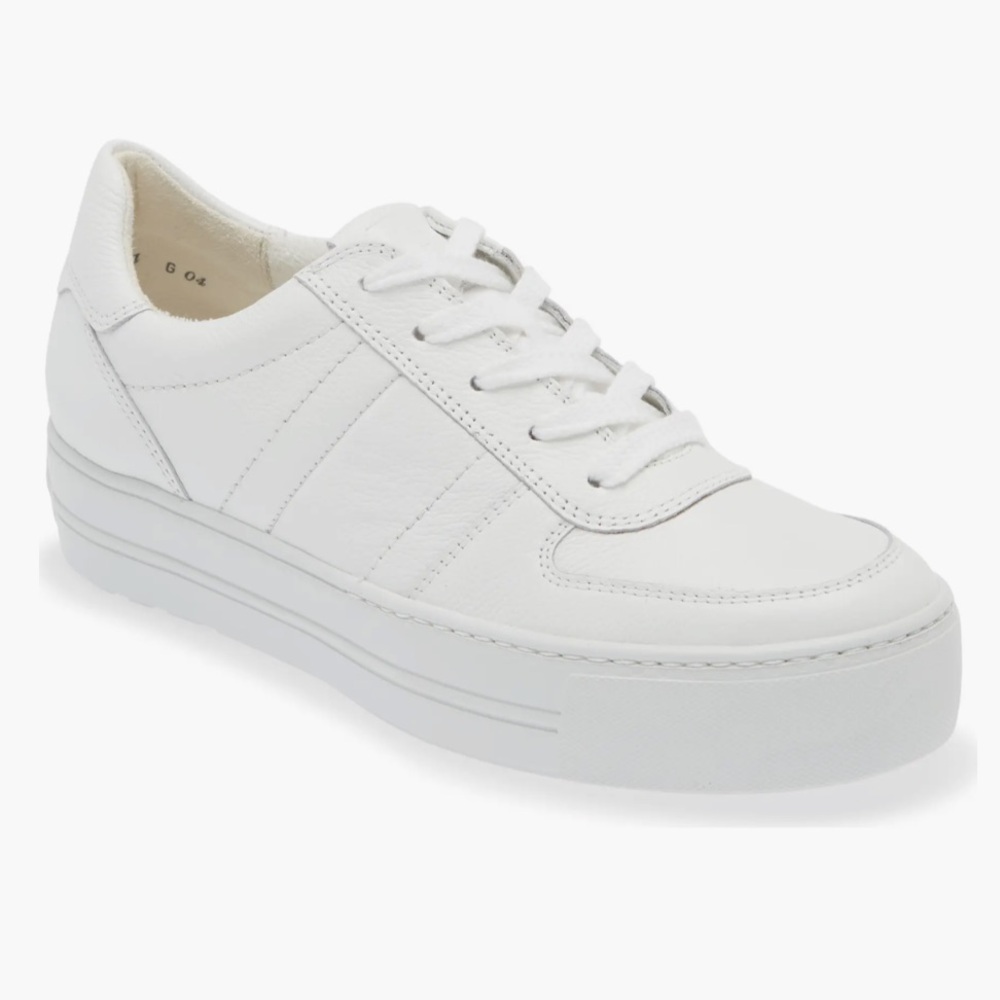 White leather Low Top Platform Sneakers. Women’s US 10.5 New.